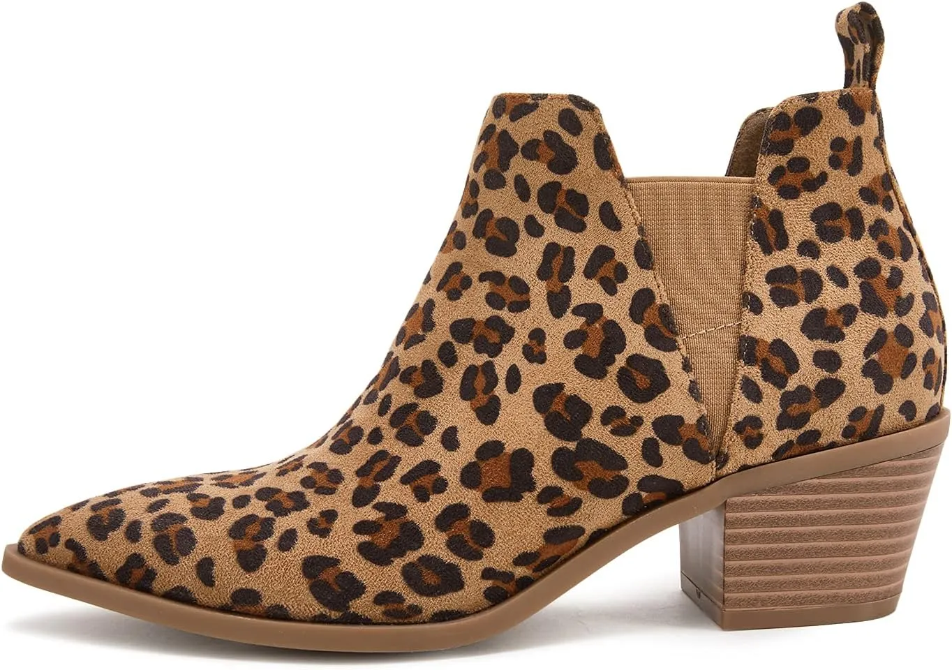 Minshluu Booties for Women Stacked Chunky Heel Ankle Boots Slip on Western Low Heel Chelsea Boots