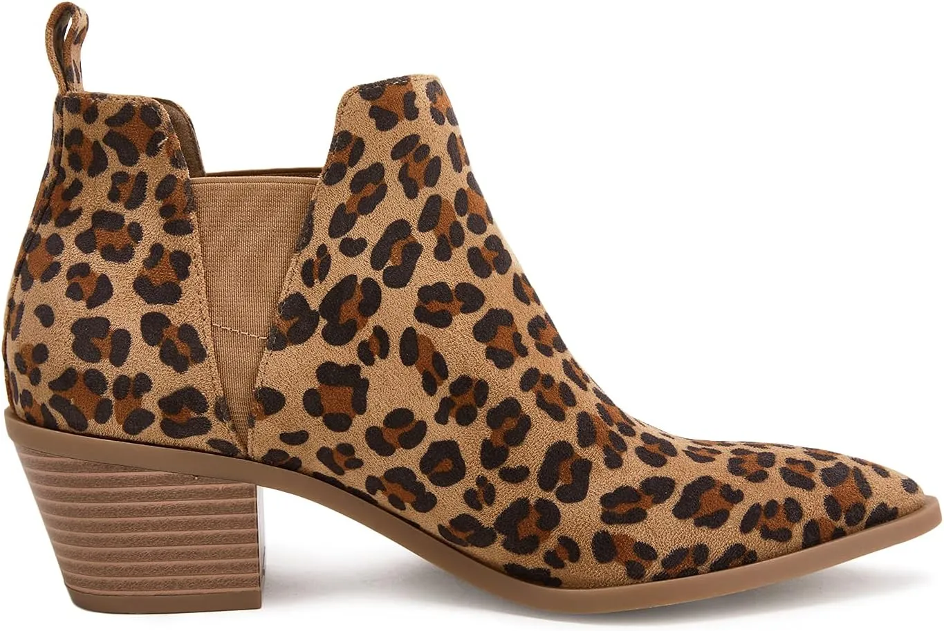 Minshluu Booties for Women Stacked Chunky Heel Ankle Boots Slip on Western Low Heel Chelsea Boots