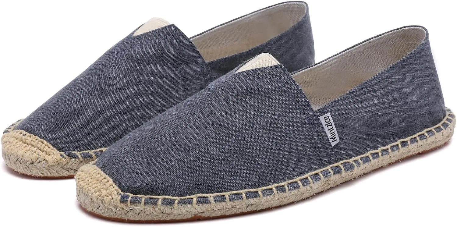 Mintzice Men's Solid Comfortable Slip on Canvas Espadrilles Flat