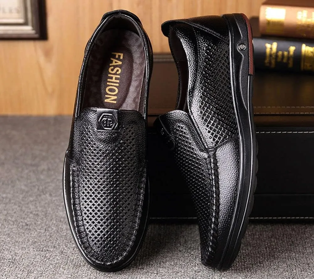 mitvr Mens Casual Leather Shoes Business Slip-on Shoes Comfort Fashion Driving Shoes for Male