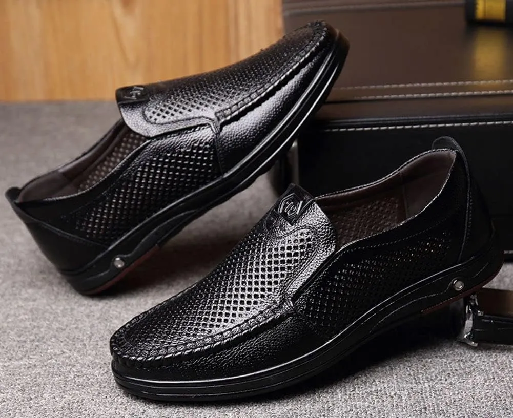 mitvr Mens Casual Leather Shoes Business Slip-on Shoes Comfort Fashion Driving Shoes for Male