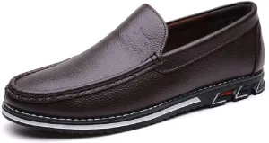 mitvr Mens Casual Leather Shoes Business Slip-on Shoes Comfort Fashion Driving Shoes for Male