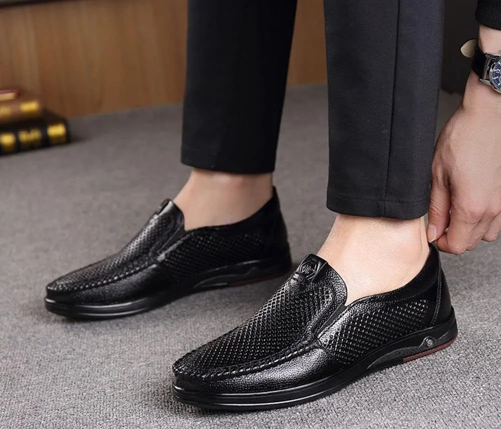 mitvr Mens Casual Leather Shoes Business Slip-on Shoes Comfort Fashion Driving Shoes for Male