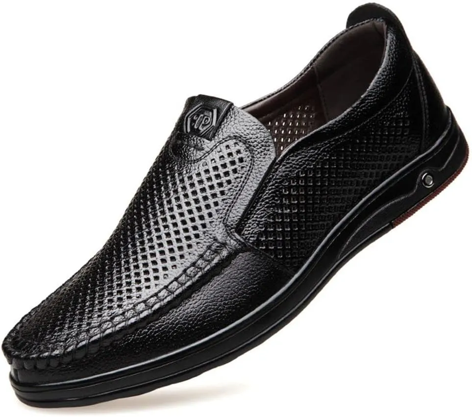 mitvr Mens Casual Leather Shoes Business Slip-on Shoes Comfort Fashion Driving Shoes for Male