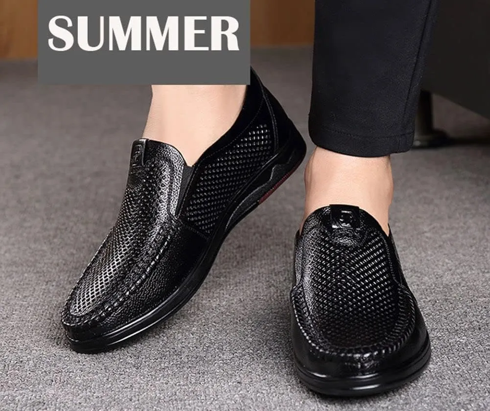 mitvr Mens Casual Leather Shoes Business Slip-on Shoes Comfort Fashion Driving Shoes for Male