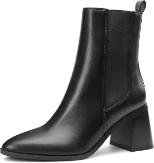 MIXIN Womens Chelsea Ankle Boots Fashion Tall Shaft Low Chunky Block Heel Pointed Toe Fall Winter Heeled Booties Shoes