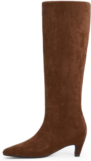 Modatope Knee High Boots Women Square Toe Kitten Heel Tall Boots Womens Fashion Long Boots