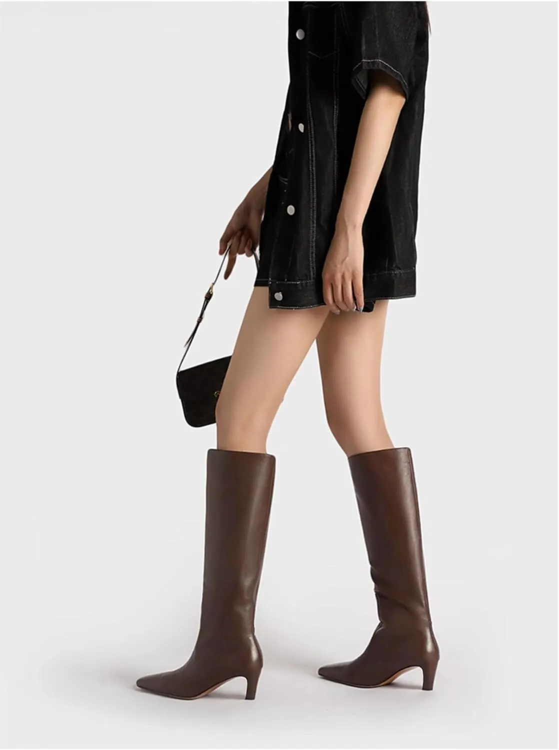 Modatope Knee High Boots Women Square Toe Kitten Heel Tall Boots Womens Fashion Long Boots