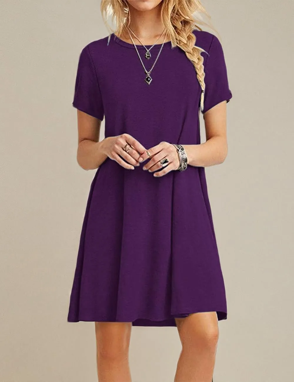 MOLERANI Women's Casual Plain Simple T-Shirt Loose Dress