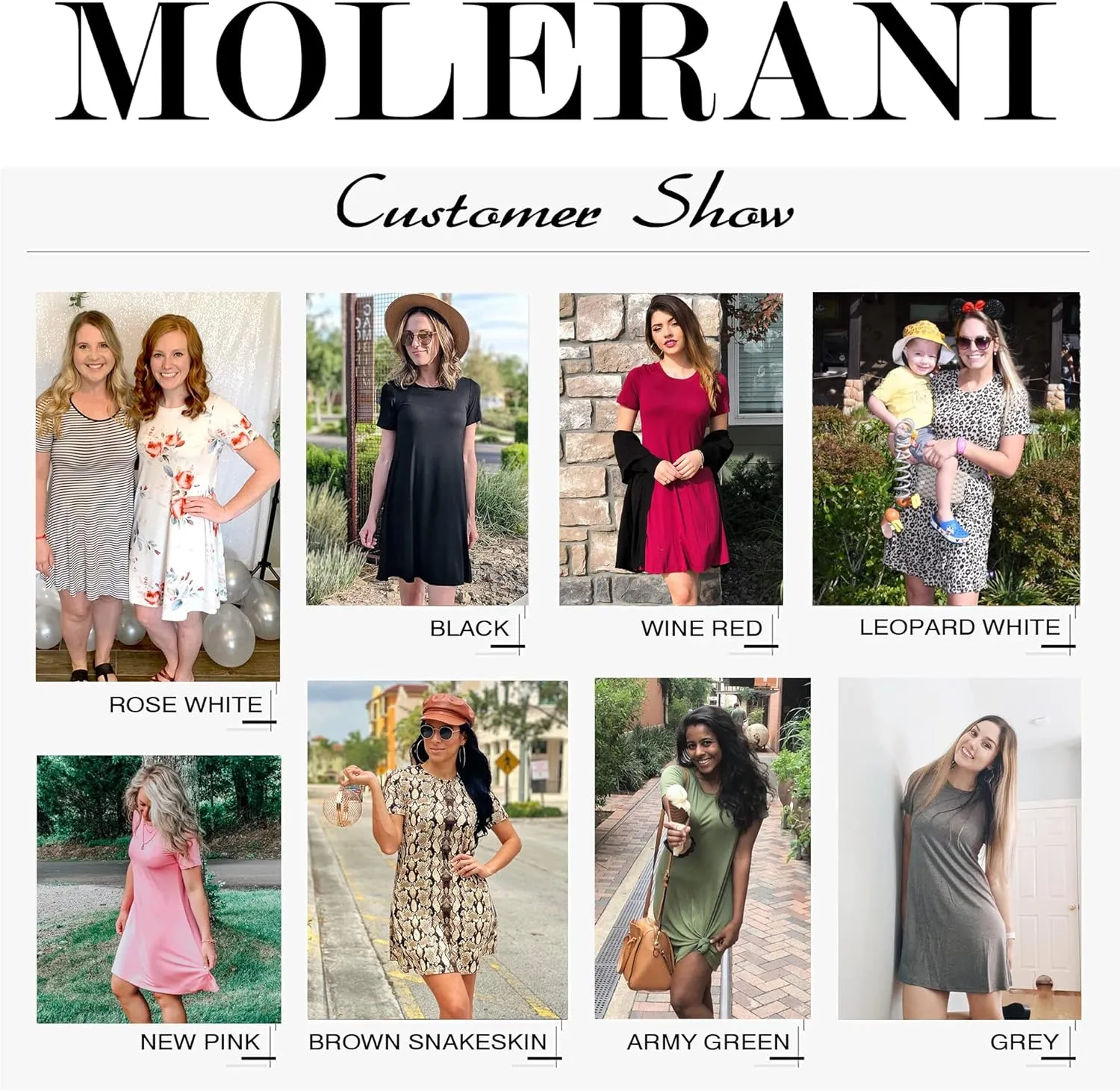 MOLERANI Women's Casual Plain Simple T-Shirt Loose Dress