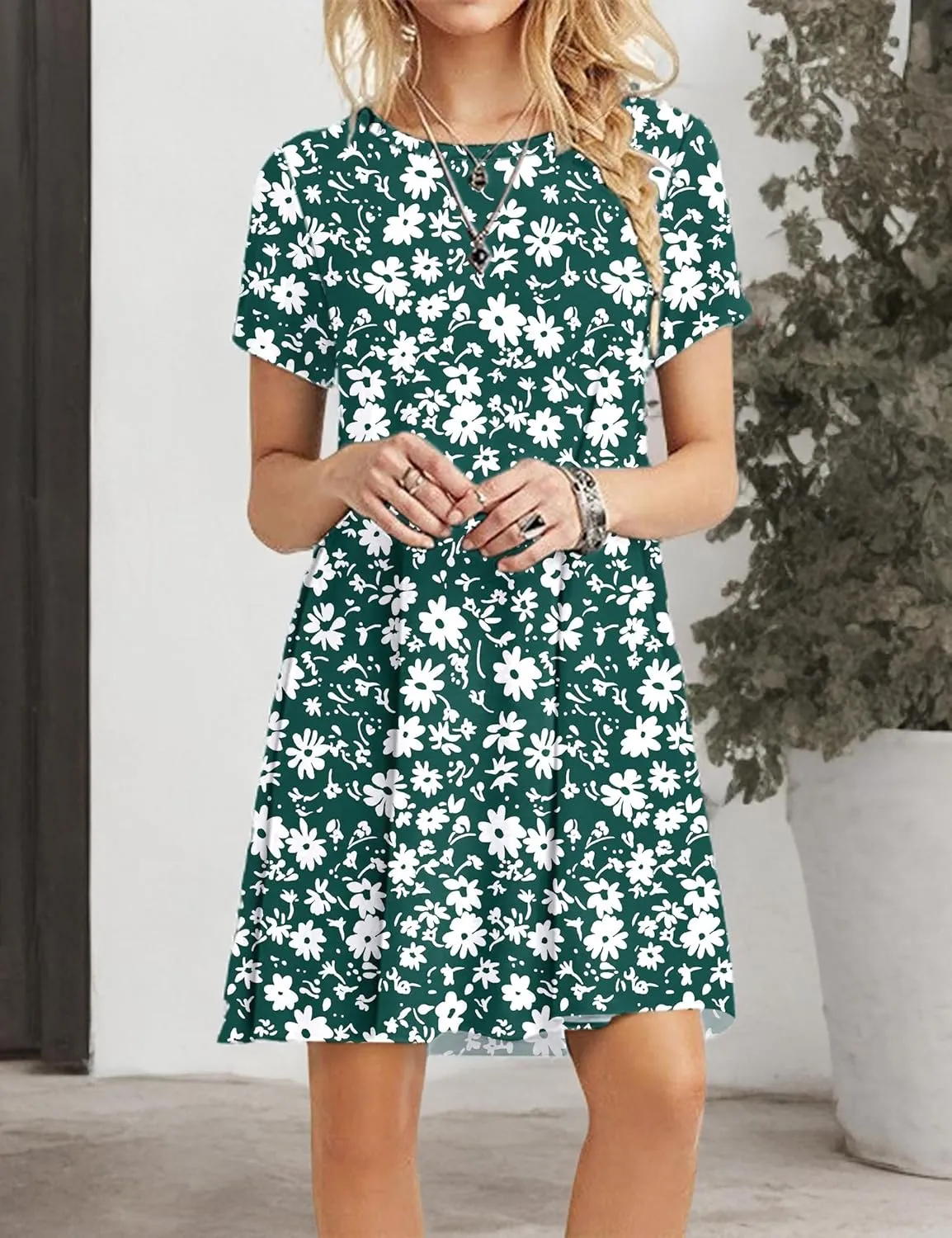 MOLERANI Women's Casual Plain Simple T-Shirt Loose Dress
