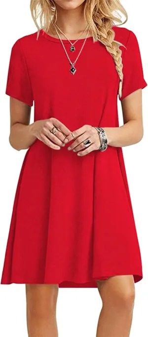 MOLERANI Women's Casual Plain Simple T-Shirt Loose Dress