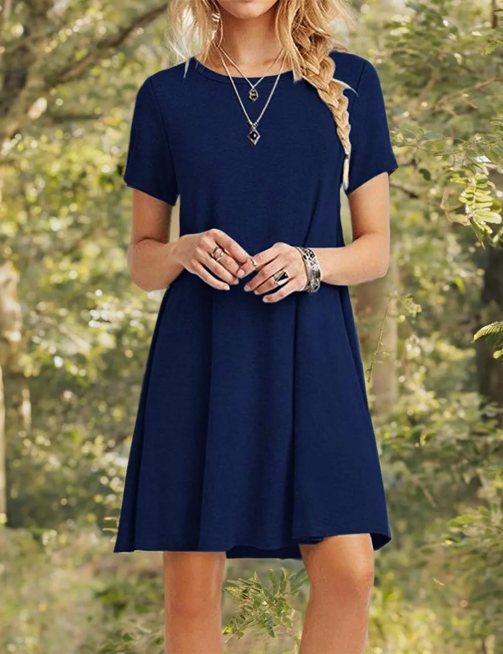 MOLERANI Women's Casual Plain Simple T-Shirt Loose Dress