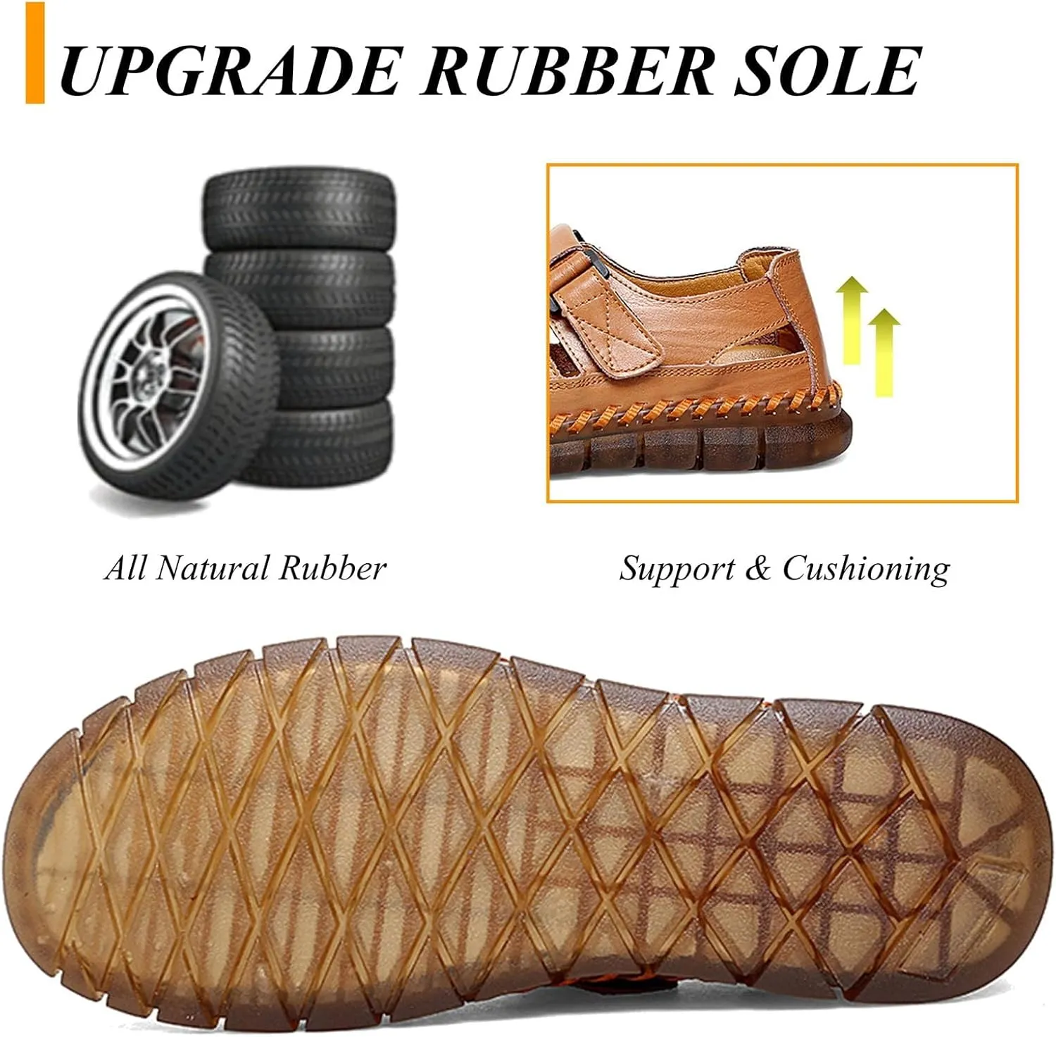 Moodeng Men's Sport Sandals Summer Leather Sandals Slip-on Causal Shoes Outdoor Loafers Closed Toe Fisherman Sandal