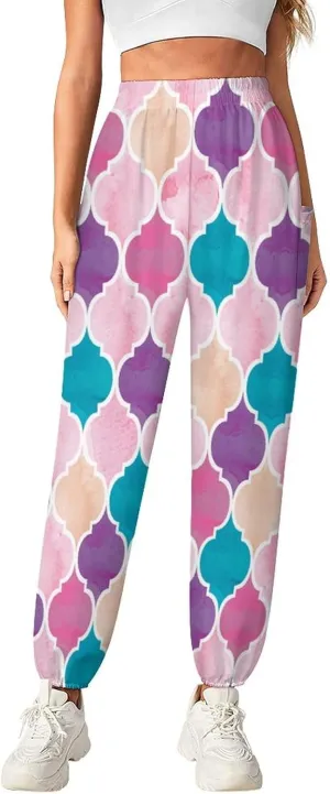 Moroccan Texture Yoga Bloomers Womans Hippie Harem Pant Lantern Pants Elastic Gym Yoga Clothes Loose Casual Slacks