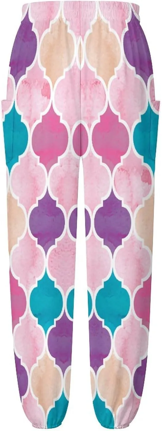 Moroccan Texture Yoga Bloomers Womans Hippie Harem Pant Lantern Pants Elastic Gym Yoga Clothes Loose Casual Slacks