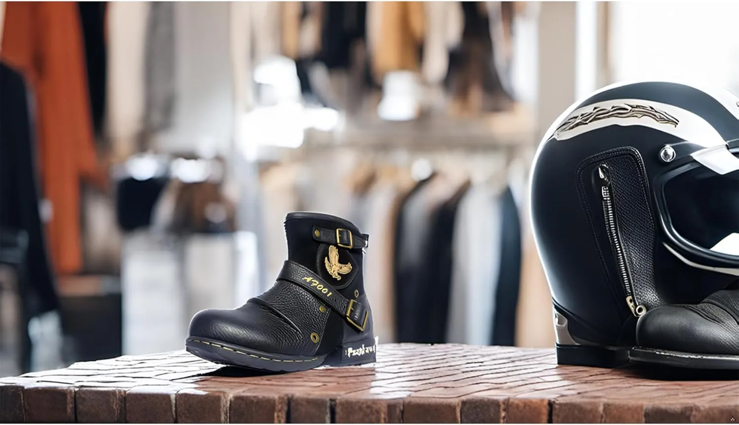 Motorcycle Boots Men Waterproof Leather -Retro Moto Biker Boots with Zip Up & Harness, Riding Combat Boots for Men Casual & Daily Wear