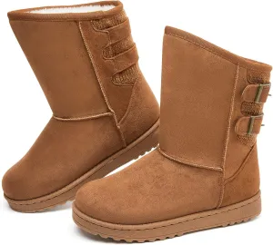 Moudki Womens Winter Boots Mid-calf Snow Boots Fashion Warm Boots for Women Cute Furry Slip On Boots