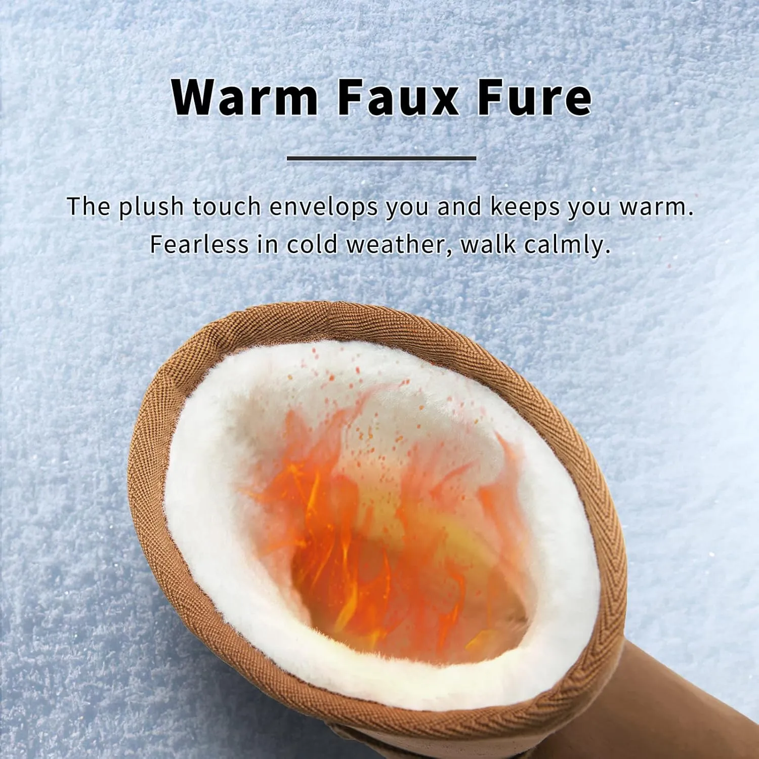 Moudki Womens Winter Boots Mid-calf Snow Boots Fashion Warm Boots for Women Cute Furry Slip On Boots