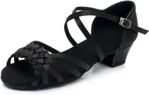 MSMAX Girls Latin Dance Shoe Low Heel Salsa Dancing Sandals for Women