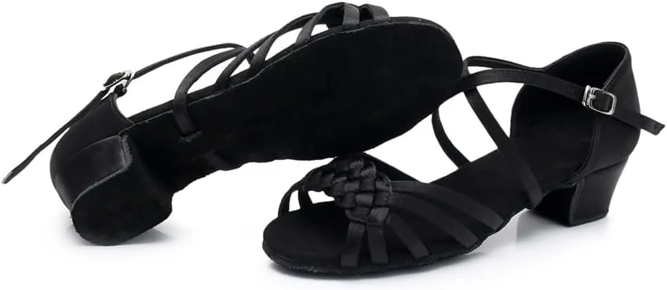 MSMAX Girls Latin Dance Shoe Low Heel Salsa Dancing Sandals for Women