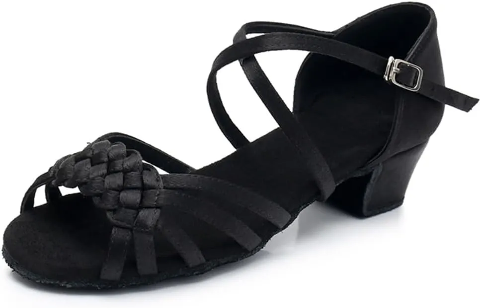 MSMAX Girls Latin Dance Shoe Low Heel Salsa Dancing Sandals for Women