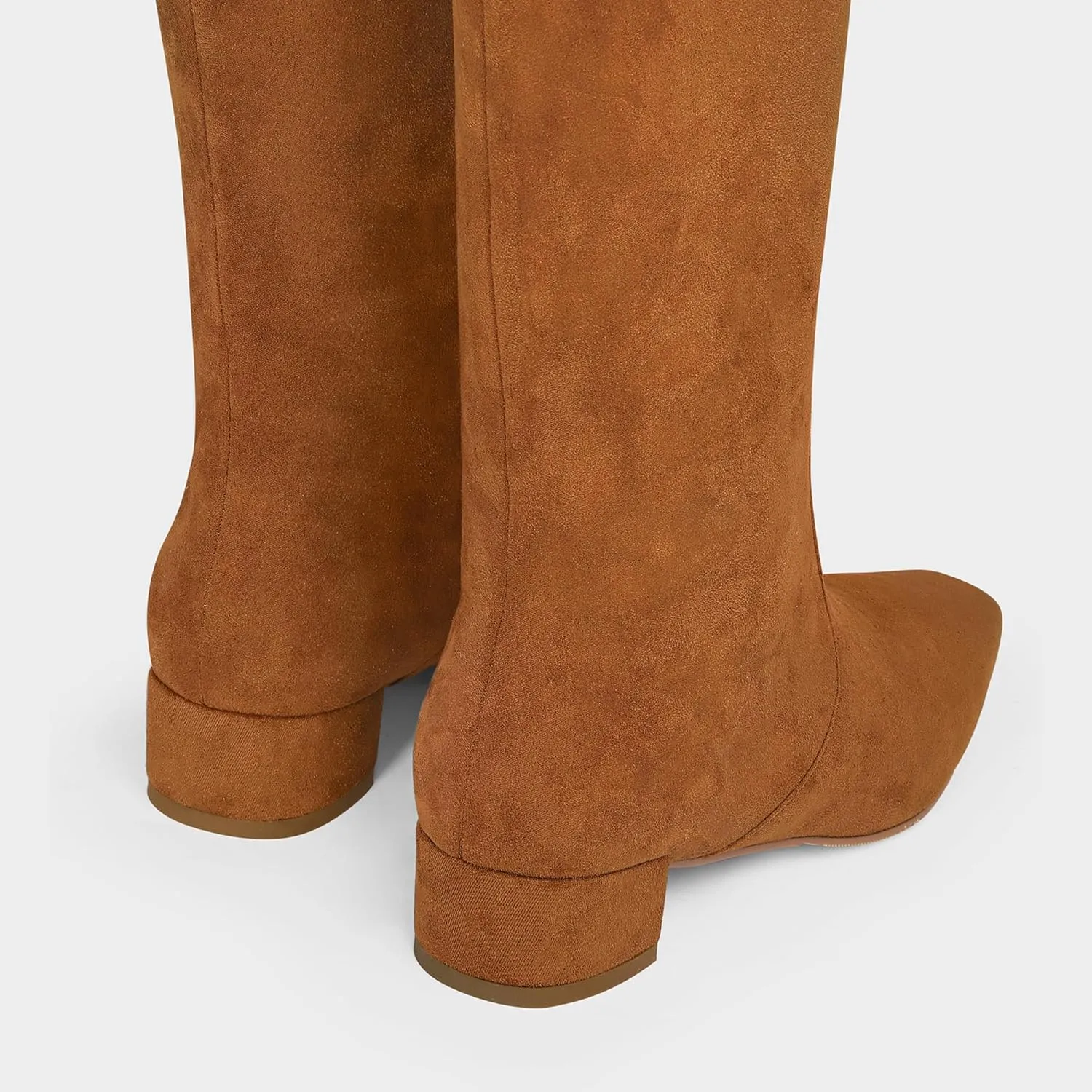 MUCCCUTE Knee High Boots - Boots for Women Square Toe Chunky Heels Tall Boots Pull-On PU Low Block Heel Long Boot