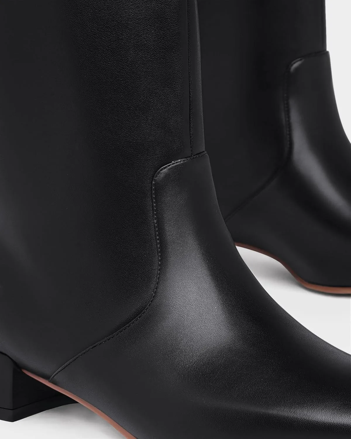 MUCCCUTE Knee High Boots - Boots for Women Square Toe Chunky Heels Tall Boots Pull-On PU Low Block Heel Long Boot