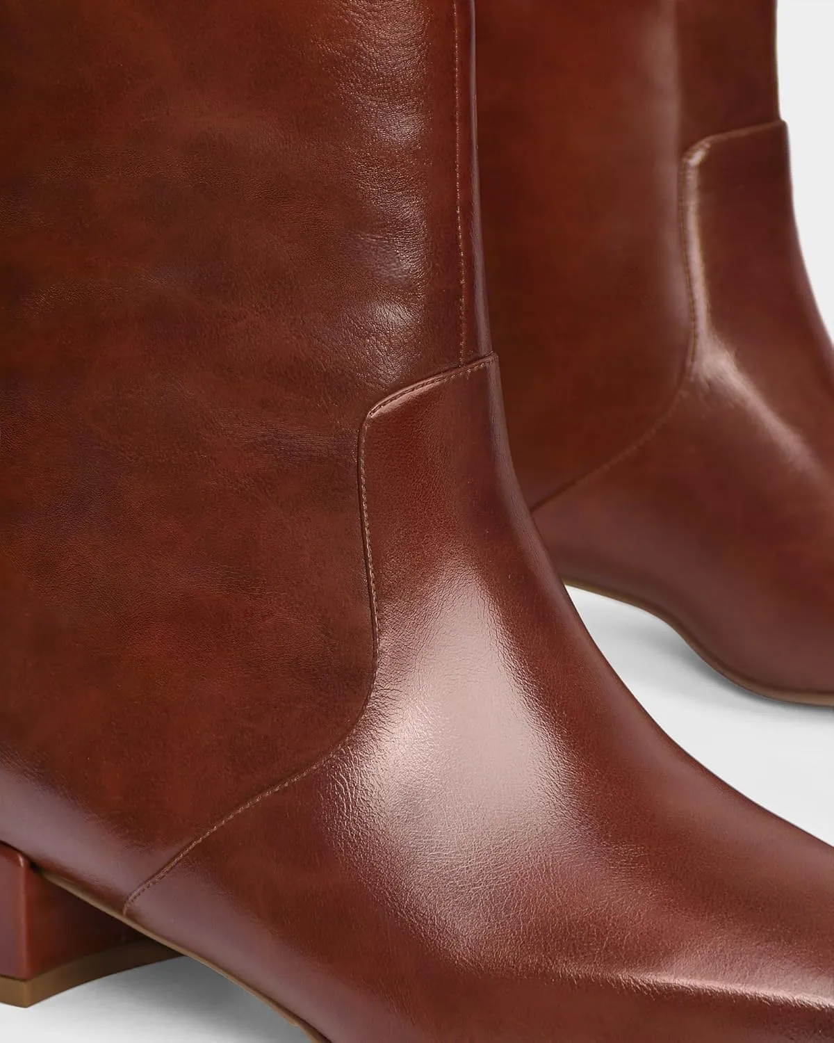 MUCCCUTE Knee High Boots - Boots for Women Square Toe Chunky Heels Tall Boots Pull-On PU Low Block Heel Long Boot