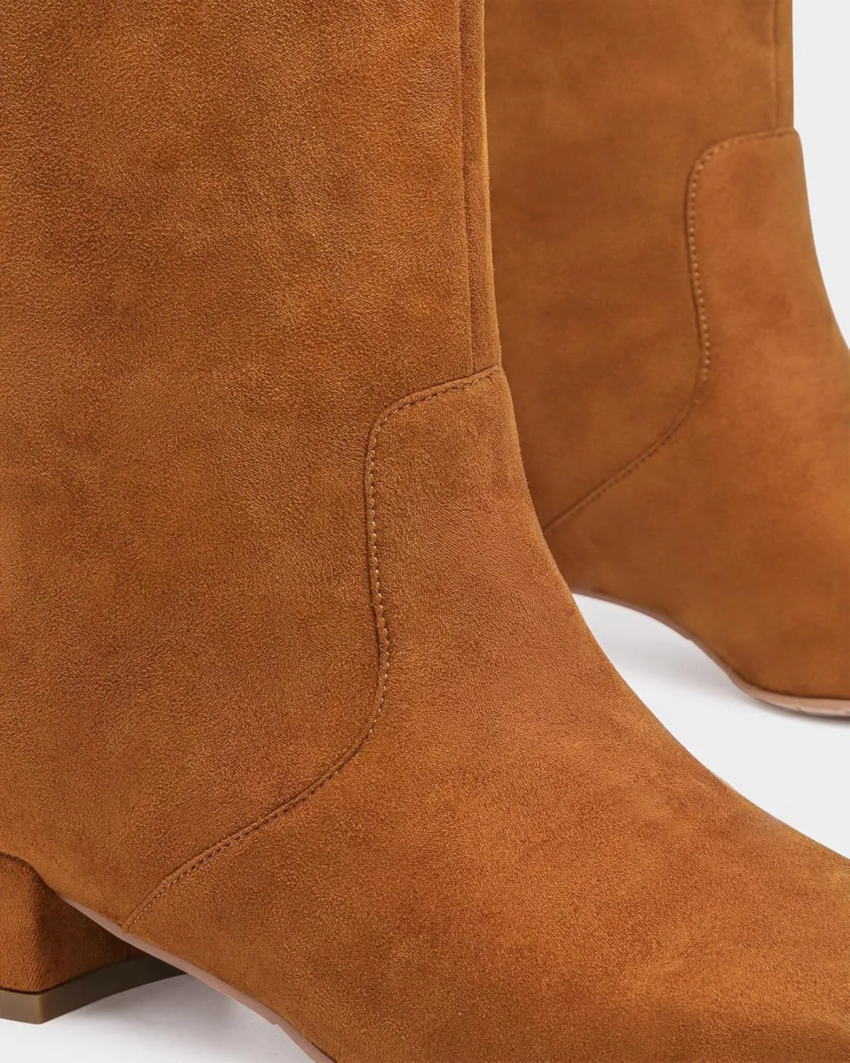 MUCCCUTE Knee High Boots - Boots for Women Square Toe Chunky Heels Tall Boots Pull-On PU Low Block Heel Long Boot