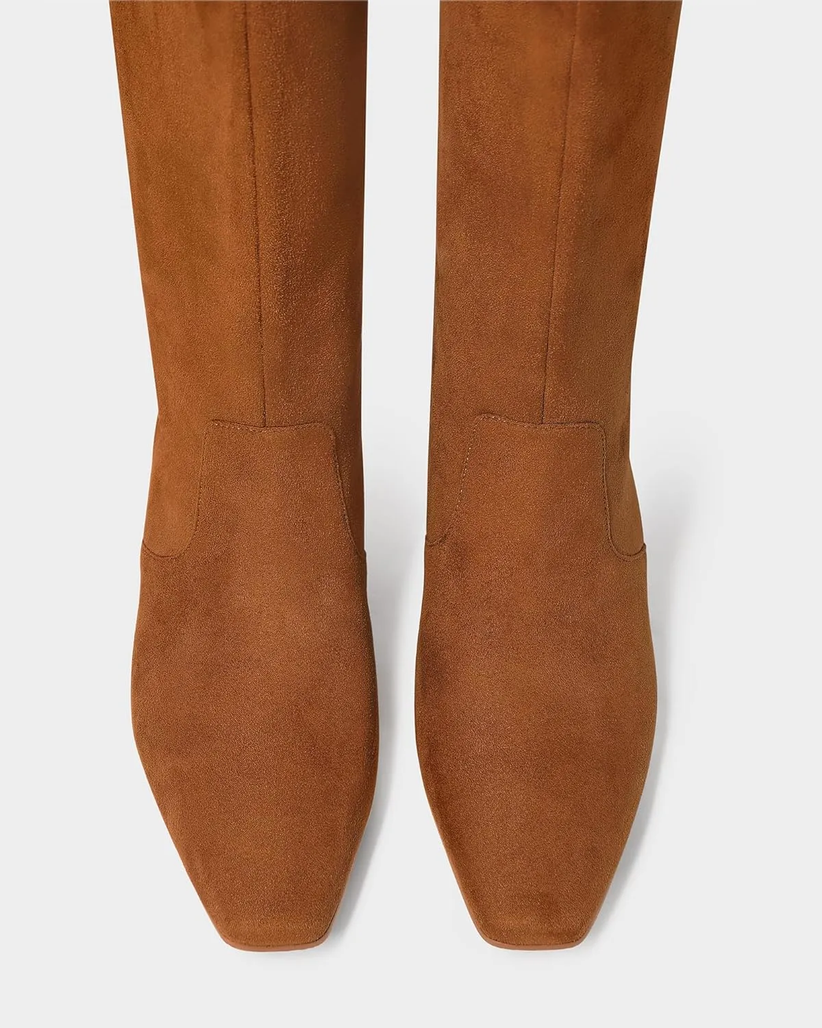 MUCCCUTE Knee High Boots - Boots for Women Square Toe Chunky Heels Tall Boots Pull-On PU Low Block Heel Long Boot