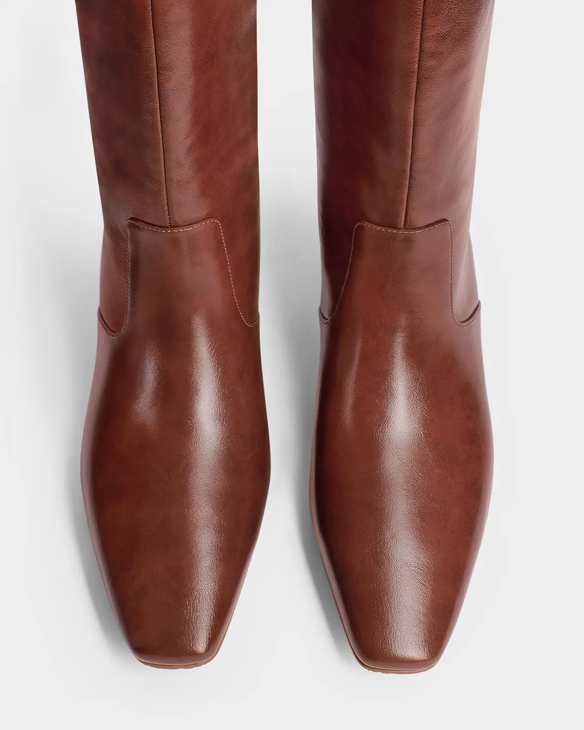 MUCCCUTE Knee High Boots - Boots for Women Square Toe Chunky Heels Tall Boots Pull-On PU Low Block Heel Long Boot