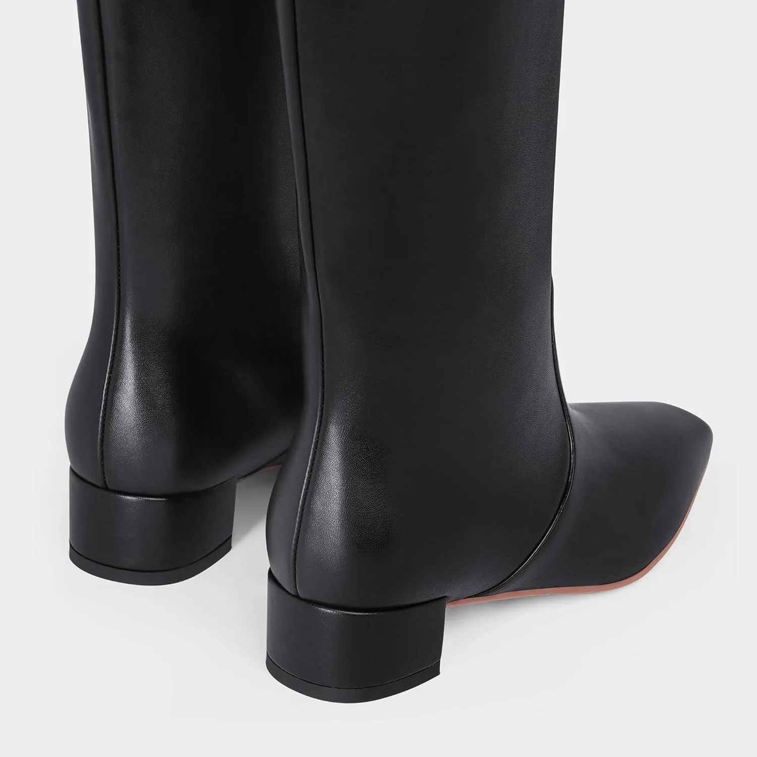 MUCCCUTE Knee High Boots - Boots for Women Square Toe Chunky Heels Tall Boots Pull-On PU Low Block Heel Long Boot