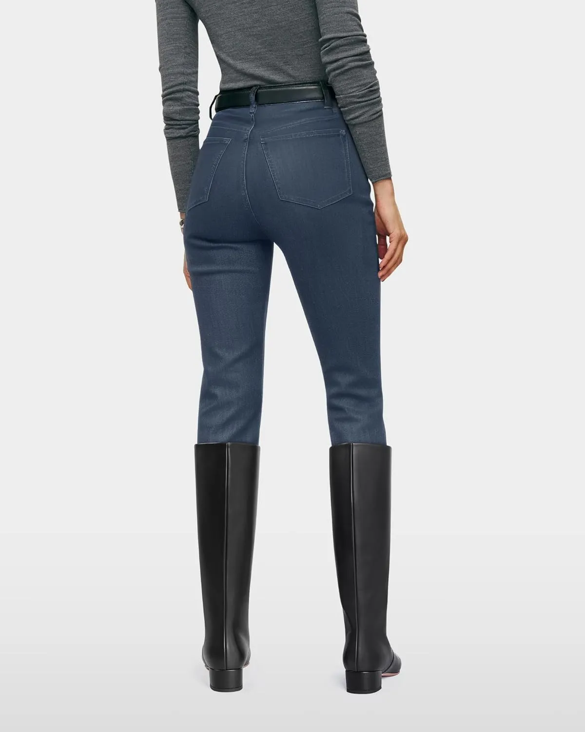 MUCCCUTE Knee High Boots - Boots for Women Square Toe Chunky Heels Tall Boots Pull-On PU Low Block Heel Long Boot