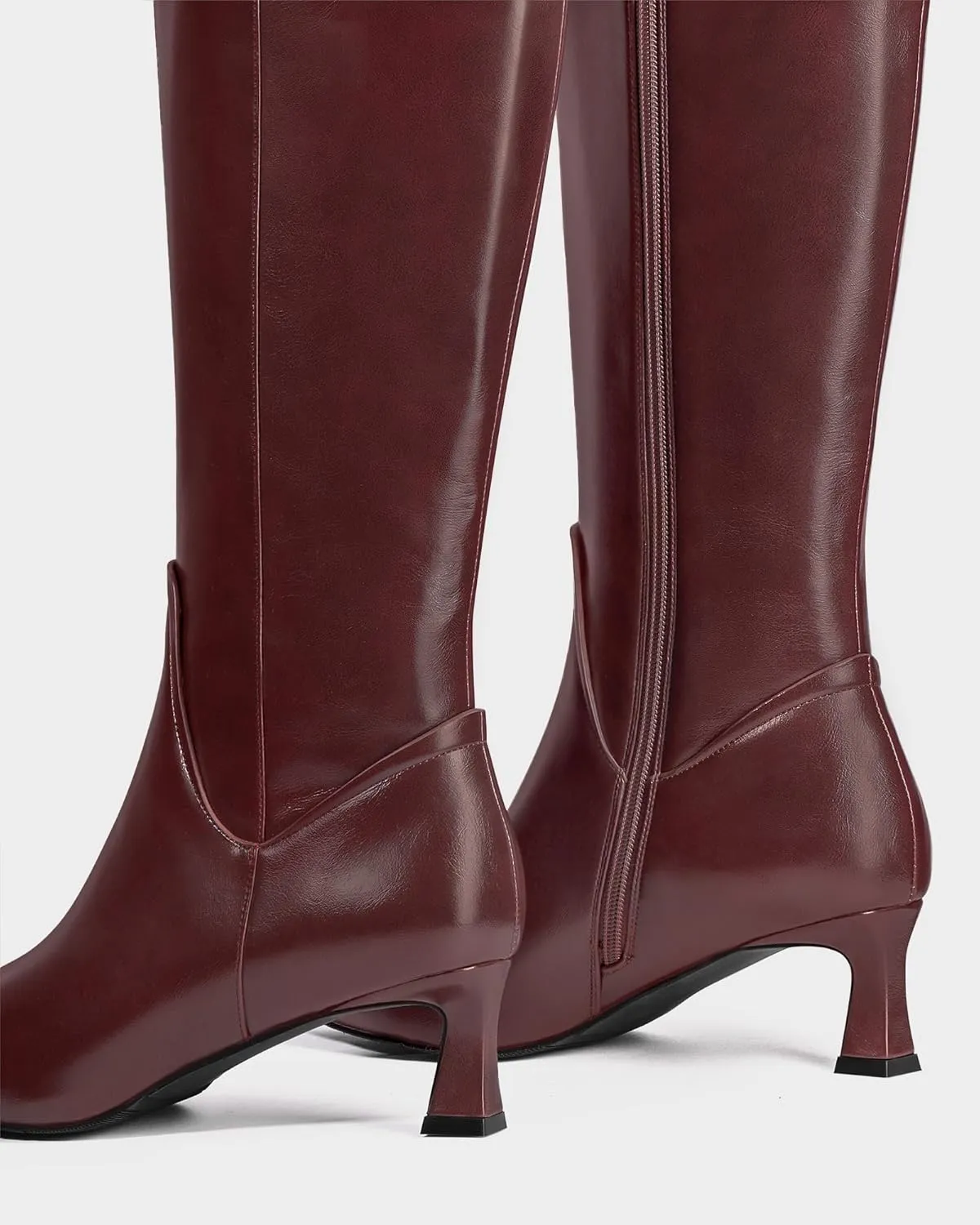 MUCCCUTE Knee High Boots for Women Kitten Heel Tall Boots Pointed Toe Slip On Sexy Fashion Long Botas with Full Side Zipper