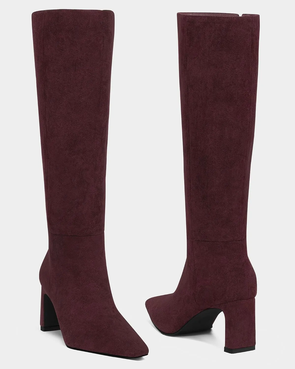 MUCCCUTE Knee High Boots for Women Tall Boots Chunky Heel Square Toe with Side Zipper Pull On Fall Long Boots