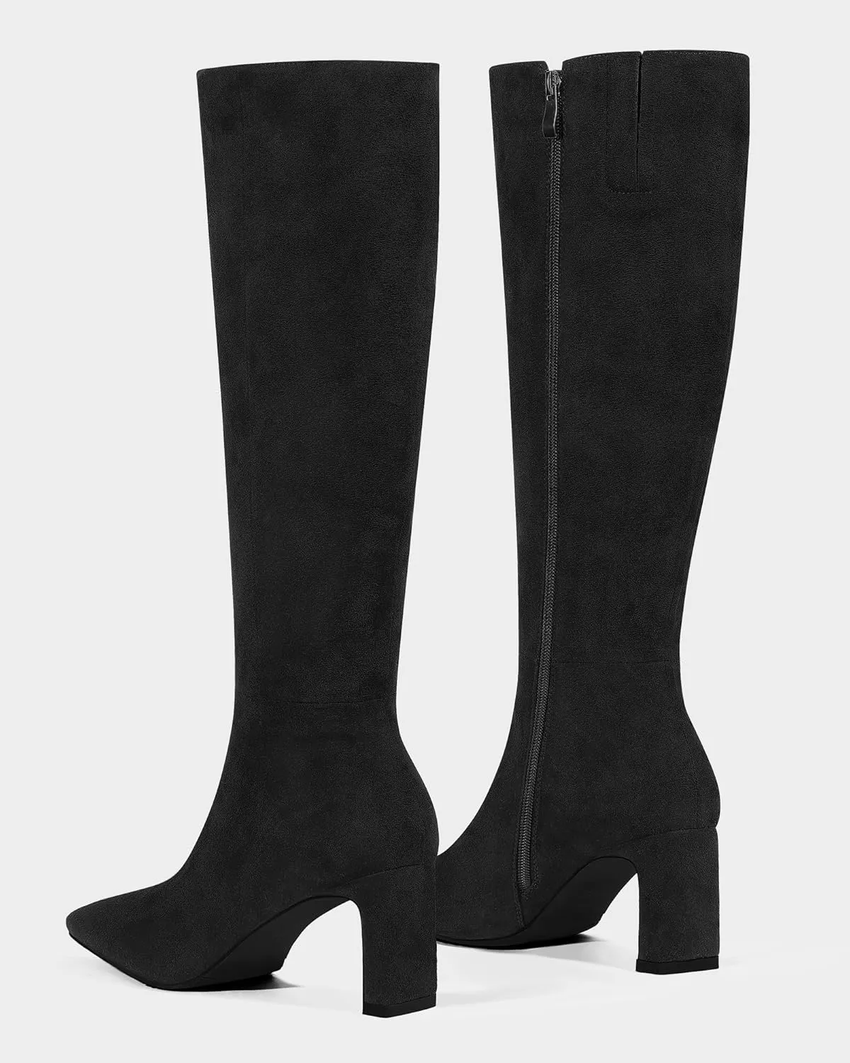 MUCCCUTE Knee High Boots for Women Tall Boots Chunky Heel Square Toe with Side Zipper Pull On Fall Long Boots