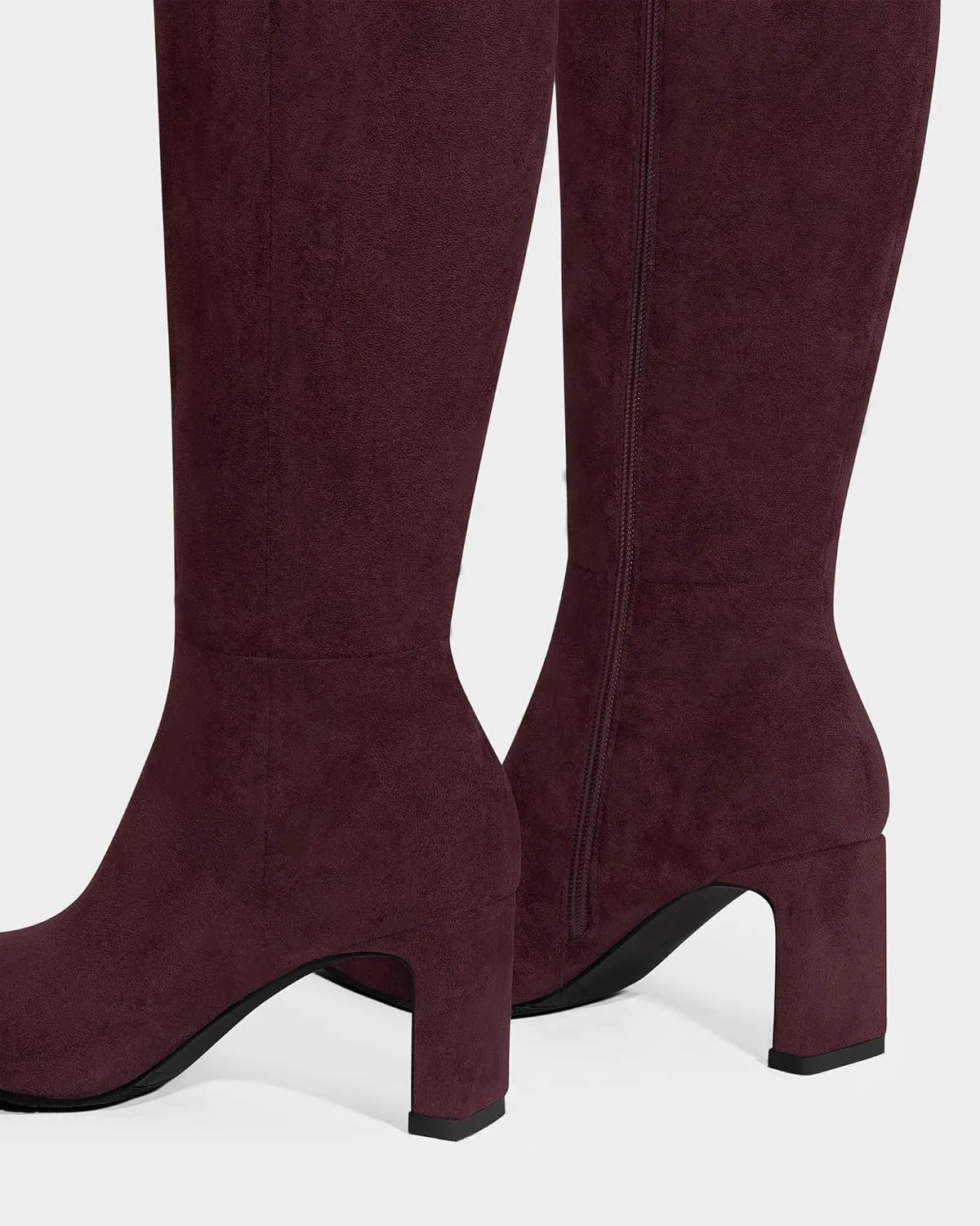 MUCCCUTE Knee High Boots for Women Tall Boots Chunky Heel Square Toe with Side Zipper Pull On Fall Long Boots