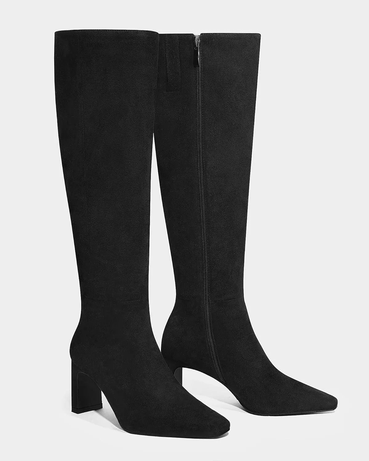 MUCCCUTE Knee High Boots for Women Tall Boots Chunky Heel Square Toe with Side Zipper Pull On Fall Long Boots
