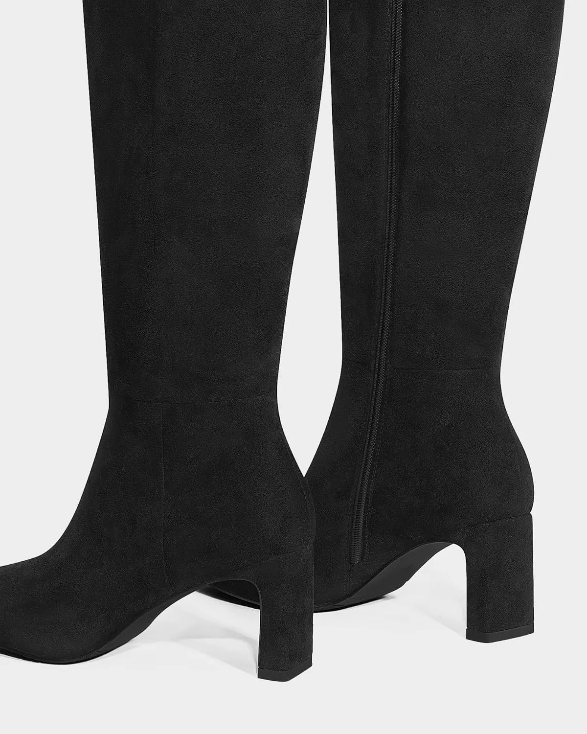 MUCCCUTE Knee High Boots for Women Tall Boots Chunky Heel Square Toe with Side Zipper Pull On Fall Long Boots