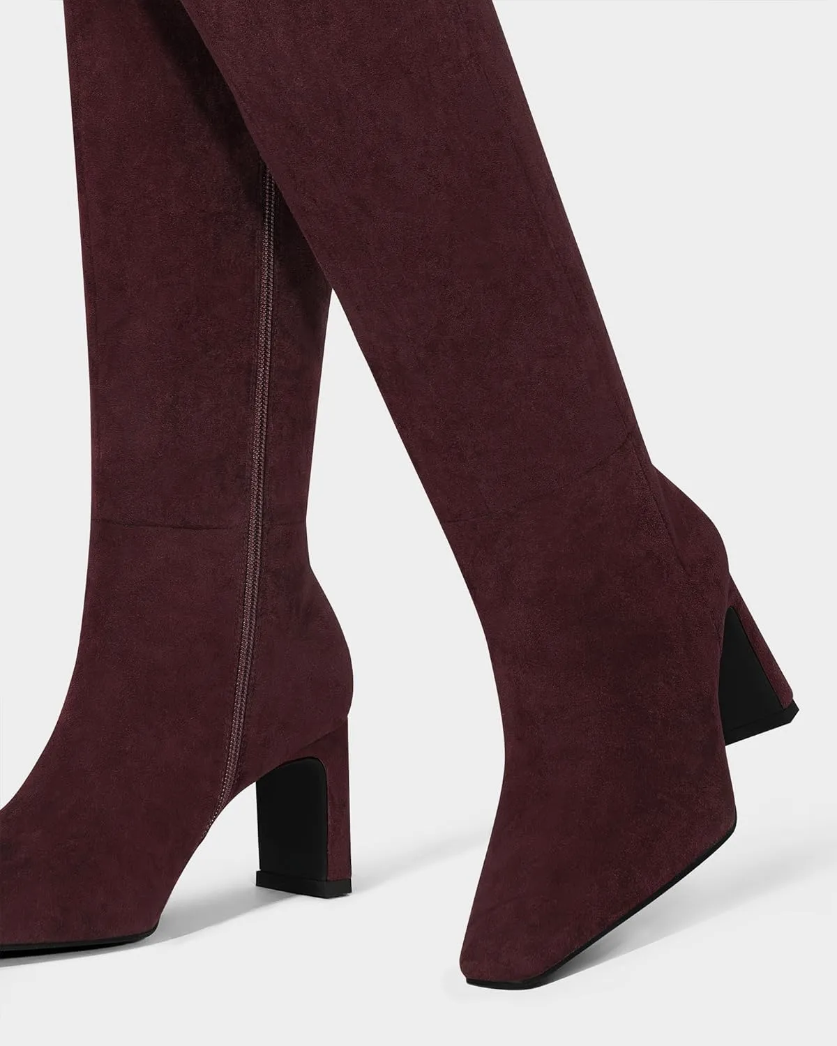 MUCCCUTE Knee High Boots for Women Tall Boots Chunky Heel Square Toe with Side Zipper Pull On Fall Long Boots