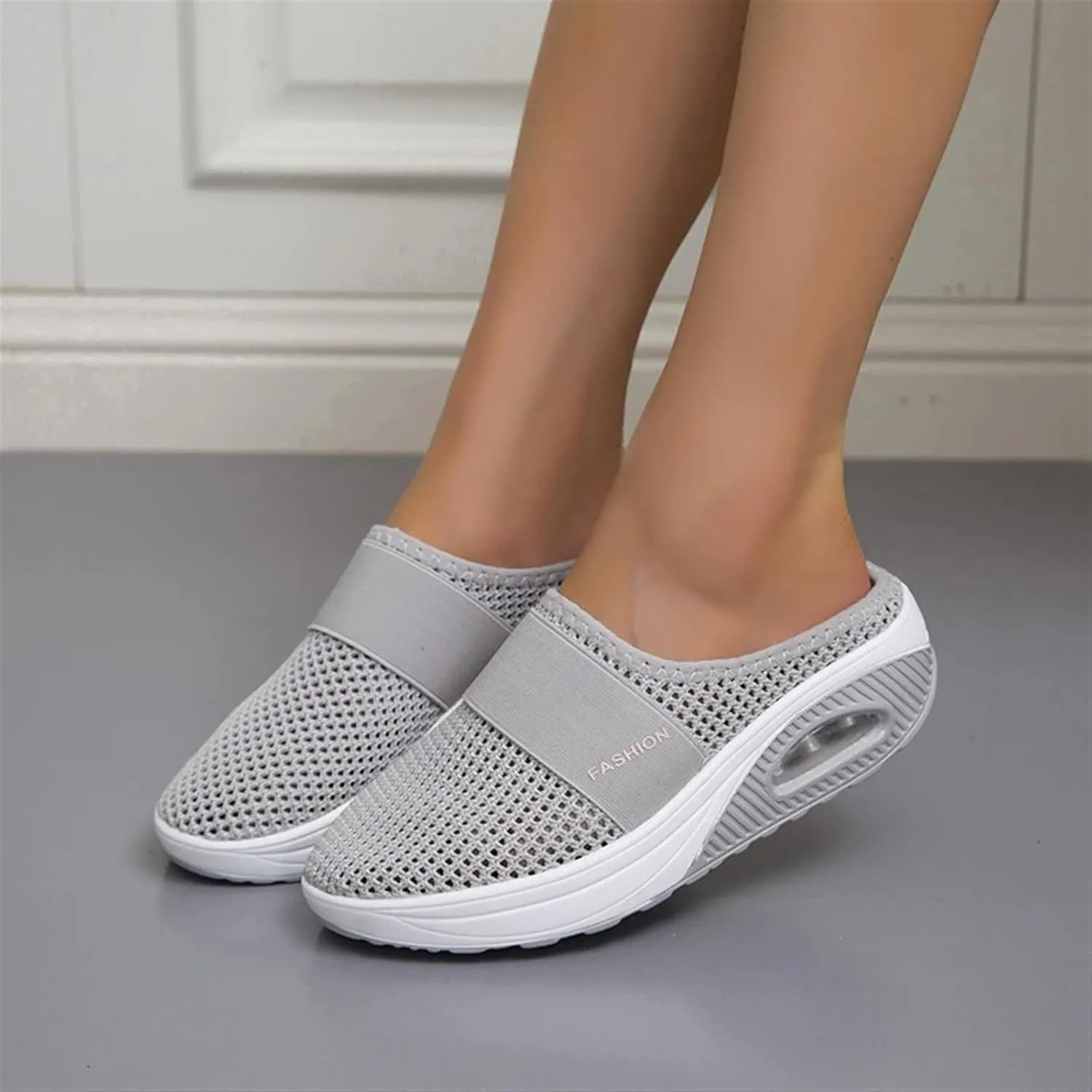 Mules for Women 2025 Backless Walking Sneakers Summer Slip-On Mule Shoes Air Cushion Platform Mesh Orthopedic Diabetic Clogs Lightweight Outdoor Slippers on Feet All Day