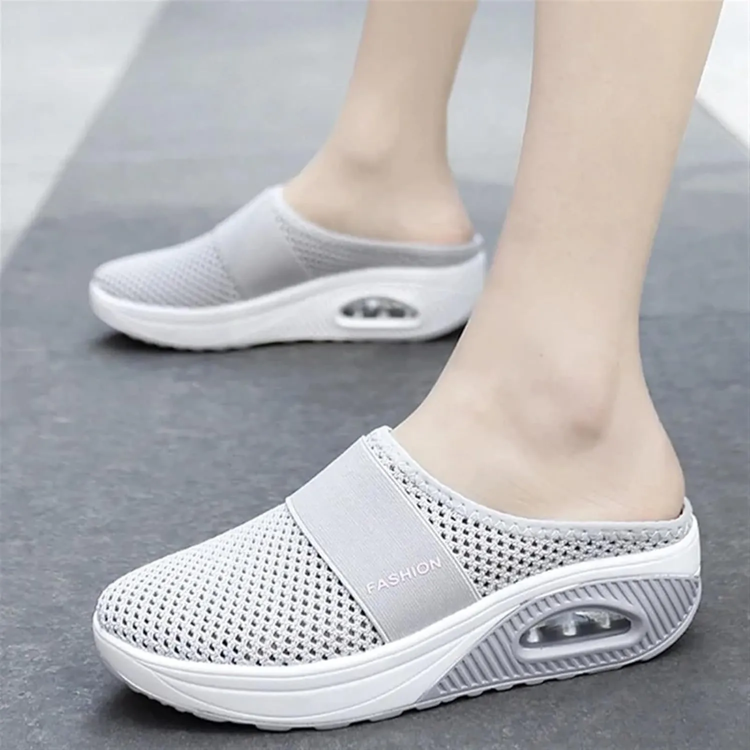 Mules for Women 2025 Backless Walking Sneakers Summer Slip-On Mule Shoes Air Cushion Platform Mesh Orthopedic Diabetic Clogs Lightweight Outdoor Slippers on Feet All Day