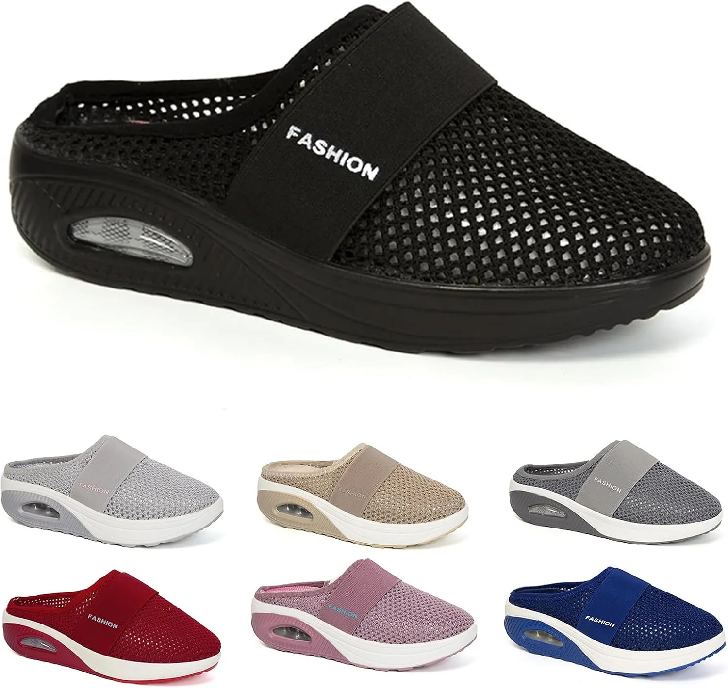 Mules for Women 2025 Backless Walking Sneakers Summer Slip-On Mule Shoes Air Cushion Platform Mesh Orthopedic Diabetic Clogs Lightweight Outdoor Slippers on Feet All Day
