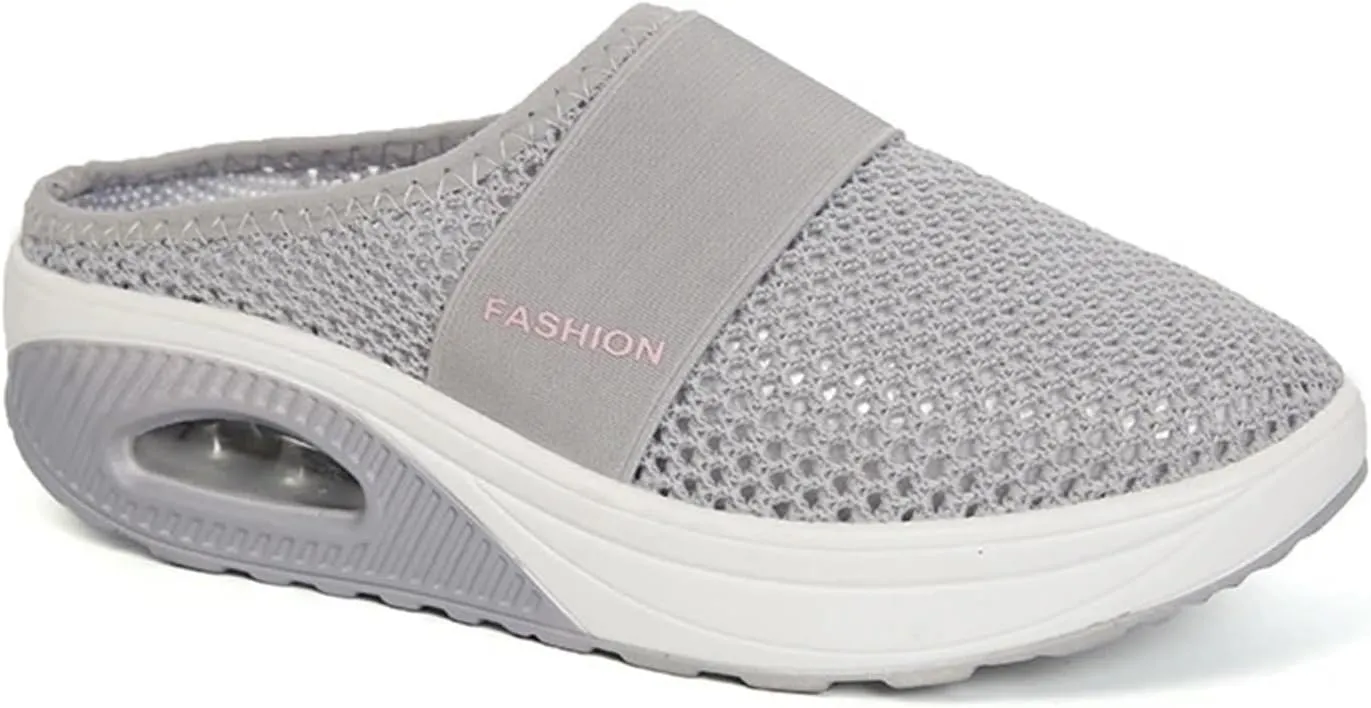 Mules for Women 2025 Backless Walking Sneakers Summer Slip-On Mule Shoes Air Cushion Platform Mesh Orthopedic Diabetic Clogs Lightweight Outdoor Slippers on Feet All Day
