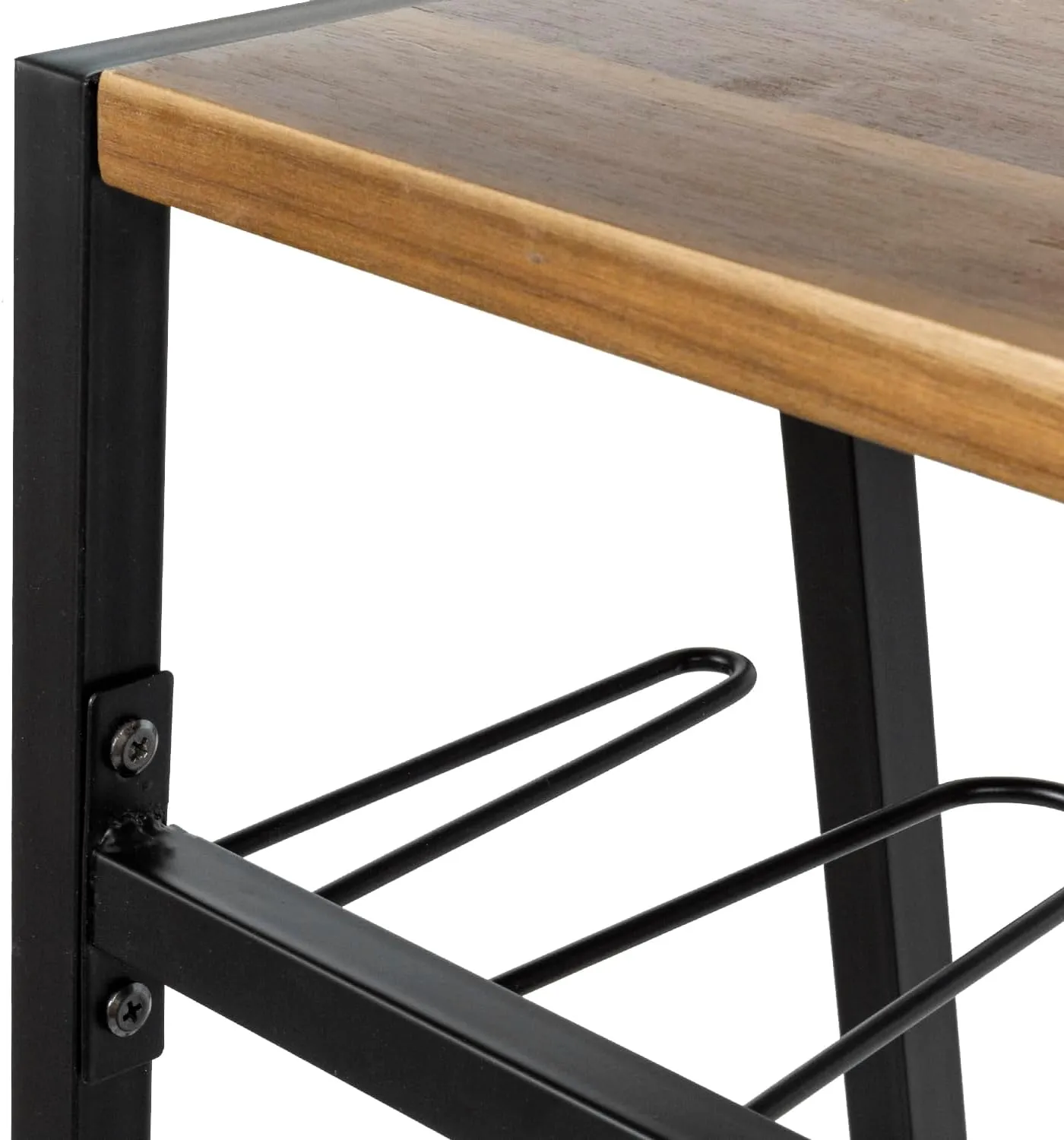 MyGift Acacia Wood & Black Metal Entryway Organizer: 2-in-1 Shoe Rack with Shelf & Boot Storage for 8 Pairs - Rustic Modern Entry Table with Adjustable Feet (Foyer/Mudroom/Garage)