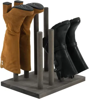 MyGift Vintage Gray Solid Wood Boot Rack Organizer for Tall Boots for Entryway Dorm Room Mudroom Closet Shoe Rack, Freestanding Cowboy Boot Rack, Winter and Rain Boots Drying Stand, Holds 4 Pairs