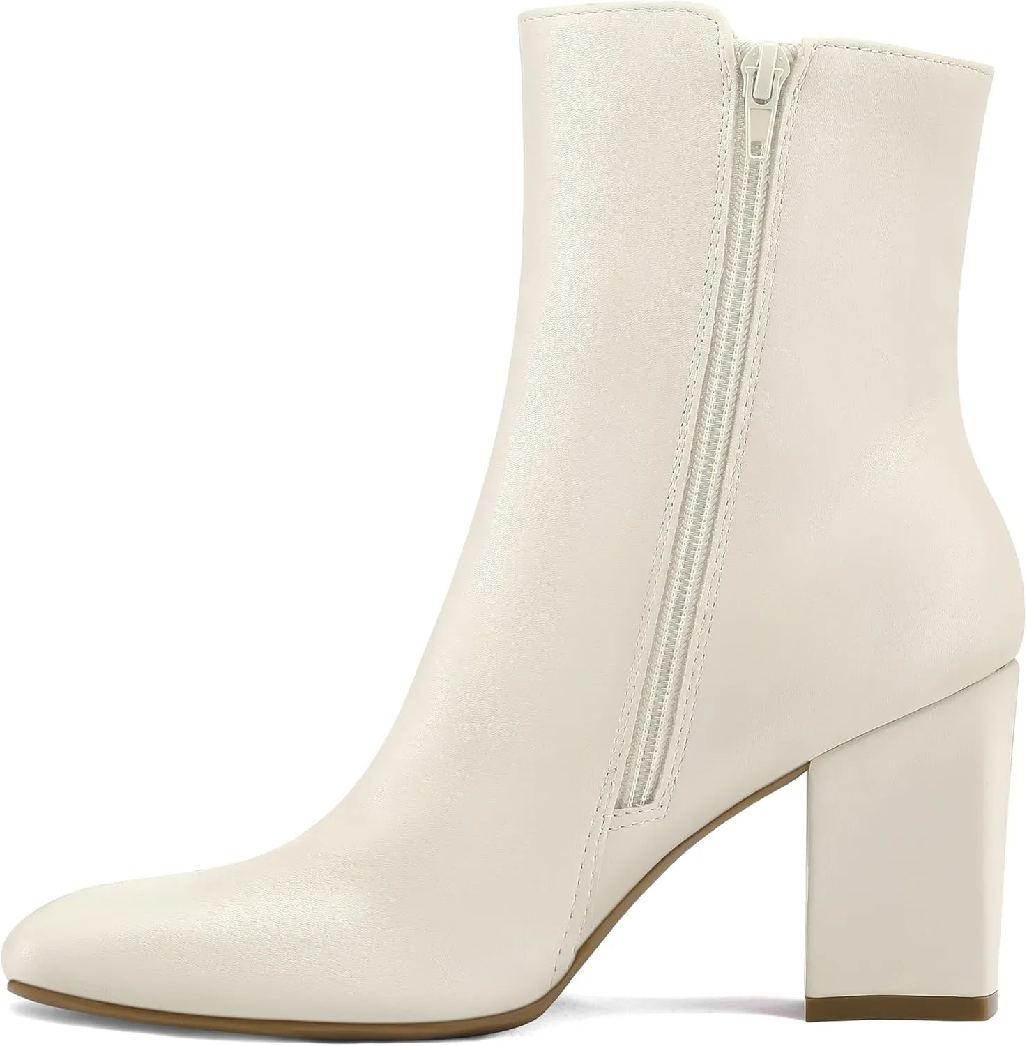 mysoft Women's Ankle Boots Square Toe Side Zipper GoGo Boots Chunky Block Heel Mid Calf Low Heeled Short Booties