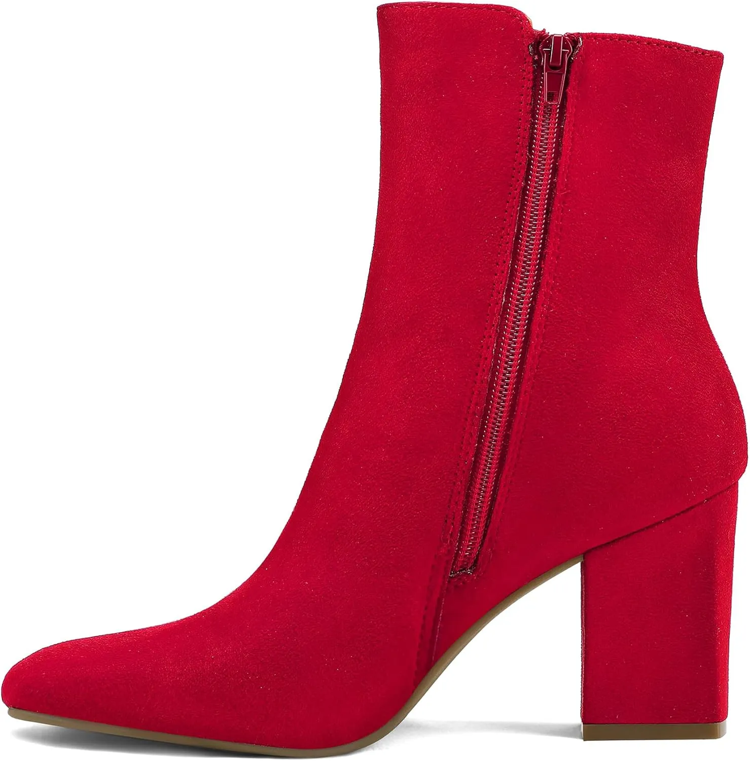 mysoft Women's Ankle Boots Square Toe Side Zipper GoGo Boots Chunky Block Heel Mid Calf Low Heeled Short Booties