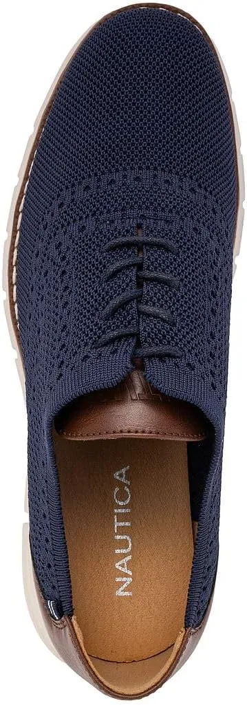 Nautica Men's Knit Dress Oxford Dress Sneakers: Breathable, Stylish, Lightweight & Comfortable - Ideal for Business or Walking
